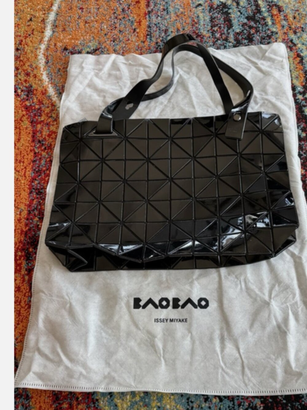 Issey Miyake BAO BAO Black Geometric Patent Shoulder Bag